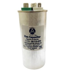 370 VAC Round 5-1/4 in High 2 in Wide CON-35/10-370-R Appli Parts Dual Run Capacitor 35 microfarads 10 Mfd uF 370 VAC Round 5-1/4 in High 2 in Wide CON-35/10-370-R Appli Parts Dual Run Capacitor 35 microfarads 10 Mfd uF
